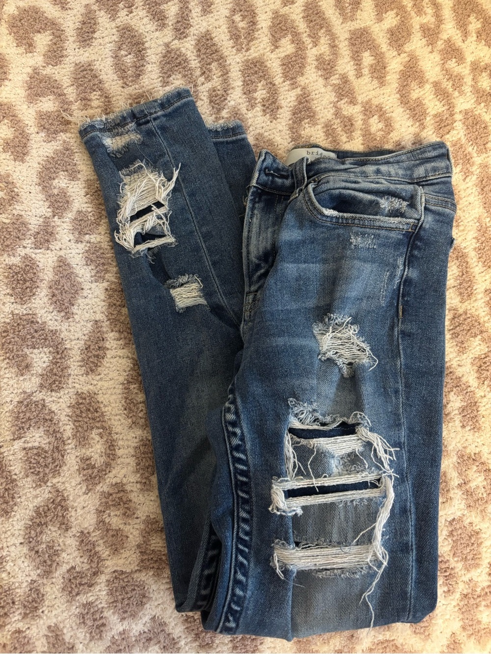 bridge by gly mid rise ankle skinny distressed jeans